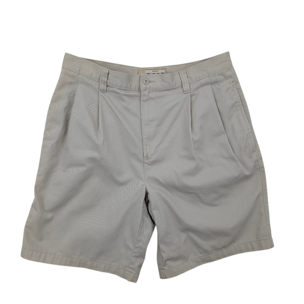 Vintage Cherokee Khaki Pleated Shorts Men's Size 34 Beige 100% Cotton Classic